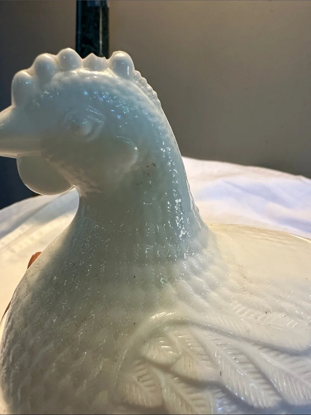Glass milk Hen Covered Dish Decorative Serving Piece only top
